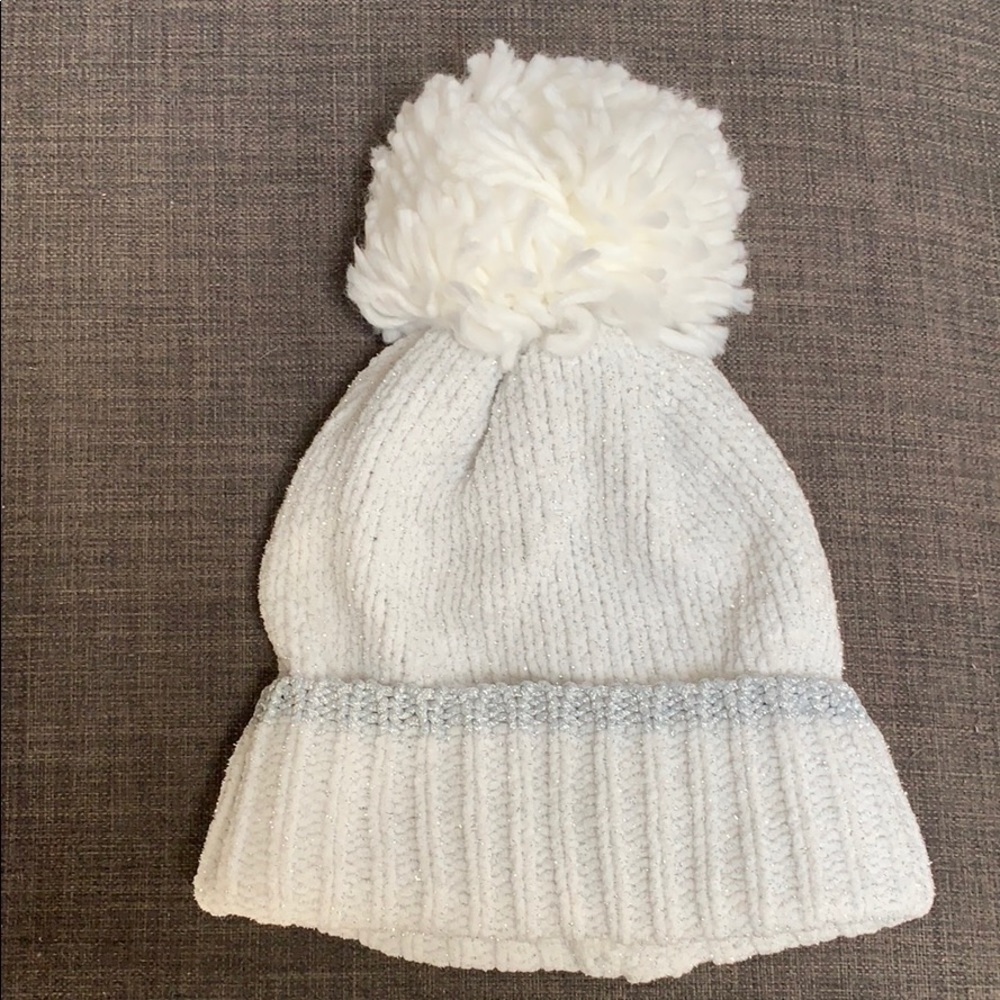 White glittery Pom hat
